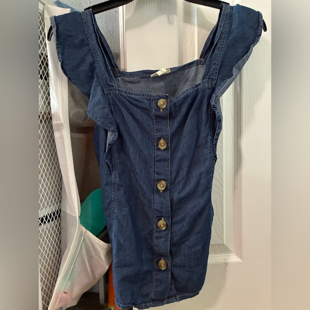 Blue Button-Down Denim Top